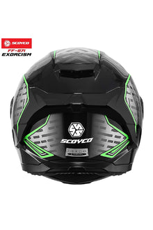FF-871 EXORCISM SİYAH-YEŞİL GÜNEŞ VİZÖRLÜ KAPALI KASK