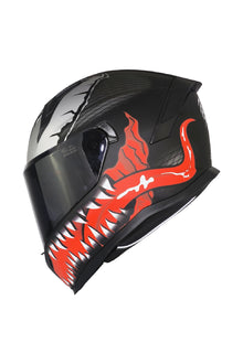 M-910 STARLİNE MAT SİYAH-KIRMIZI GÜNEŞ VİZÖRLÜ KASK (SİYAH CAMLI)