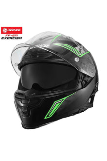 FF-871 EXORCISM SİYAH-YEŞİL GÜNEŞ VİZÖRLÜ KAPALI KASK