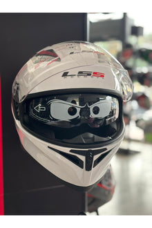LS5 Kapalı Kask Güneş Gözlüklü Kask Beyaz
