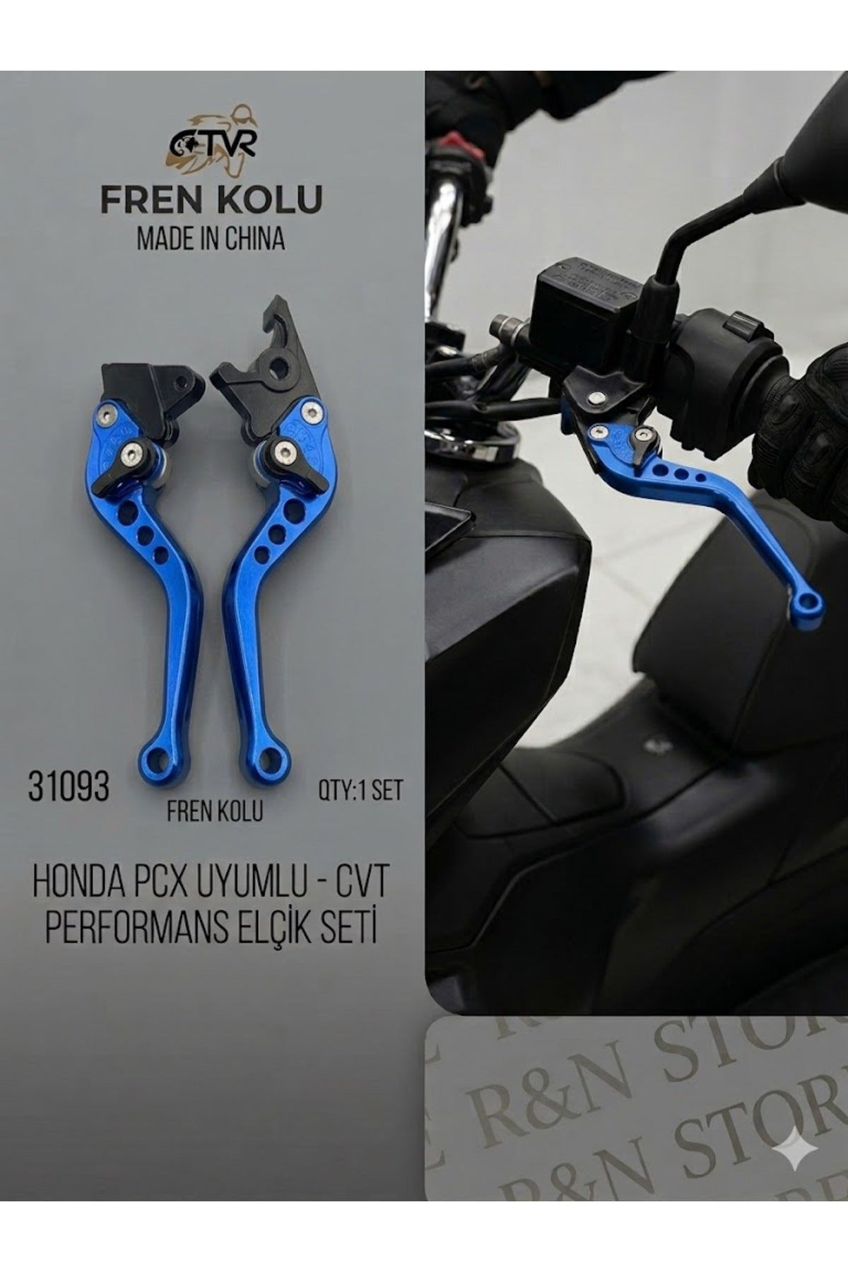 PCX 125 / 150 2012-2024 Arası Tüm Kasalar ve 2025 Sonrası Standart (Kampana) Paket Uyumlu Katlanır Ayarlı Spor Fren Maneti Takımı (Sağ - Sol Ön Arka) MAVİ -R&N STORE