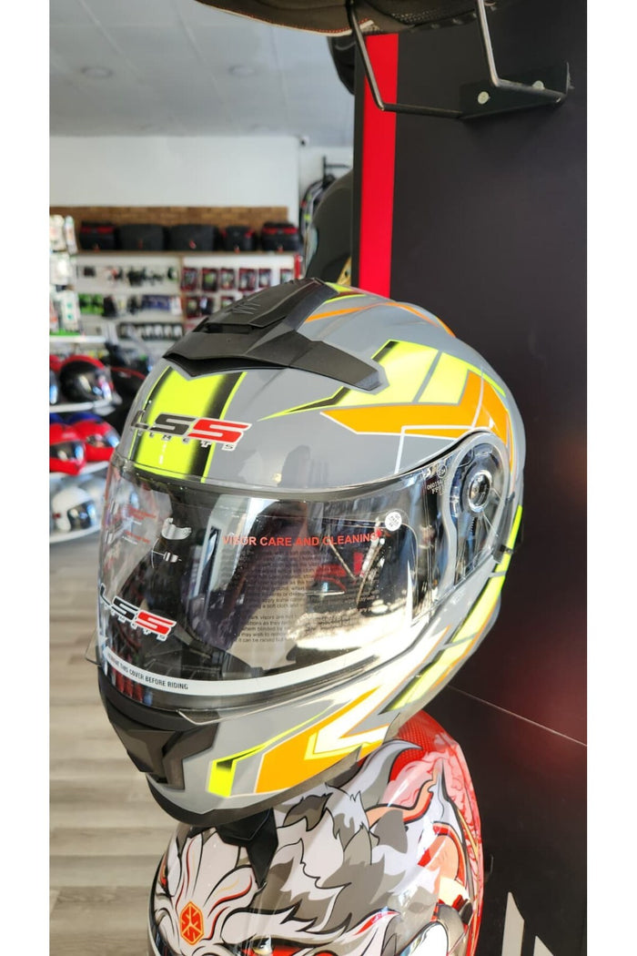 LS5 Çene Açılır Güneş Gözlüklü Kask Yeşil-Gri