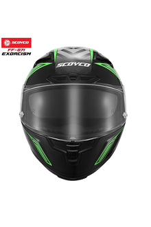 FF-871 EXORCISM SİYAH-YEŞİL GÜNEŞ VİZÖRLÜ KAPALI KASK