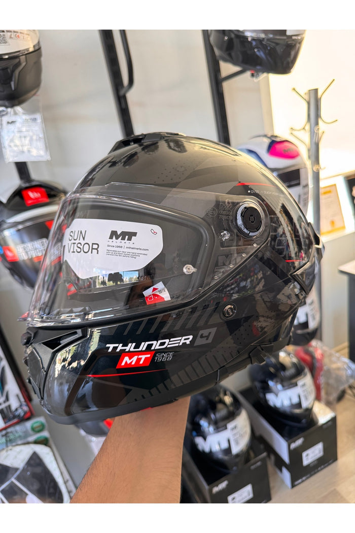 Thunder 4sv Luminence D1 Şefaf Vizörlü Kask Mat Renk - Iç Güneş Vizörlü