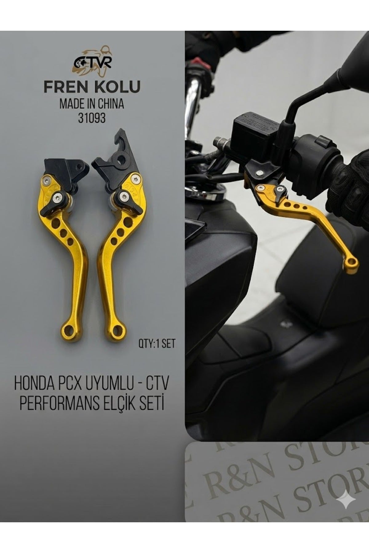 PCX 125 / 150 2012-2024 Arası Tüm Kasalar ve 2025 Sonrası Standart (Kampana) Paket Uyumlu Katlanır Ayarlı Spor Fren Maneti Takımı (Sağ - Sol Ön Arka) GOLD -R&N STORE